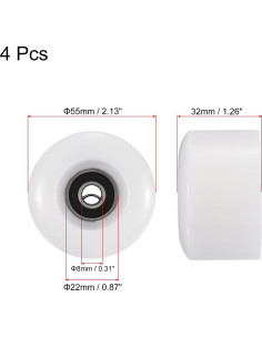 Ruedas de Patineta PATIKIL 32x55mm 80A PU con Rodamientos ABEC-9 2