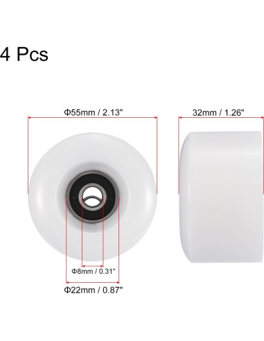 Ruedas de Patineta PATIKIL 32x55mm 80A PU con Rodamientos ABEC-9