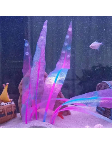 Planta de Acuario Artificial Rosa 18 cm Silicona REIRQIE