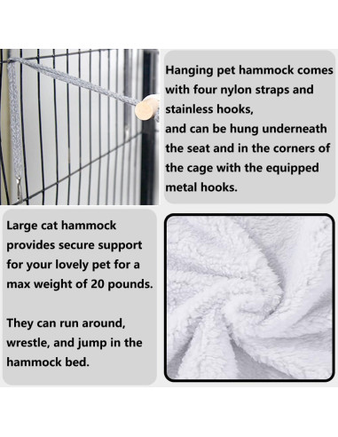 Hamaca Reversible para Gato Yawggy Mediana Gris y Blanco