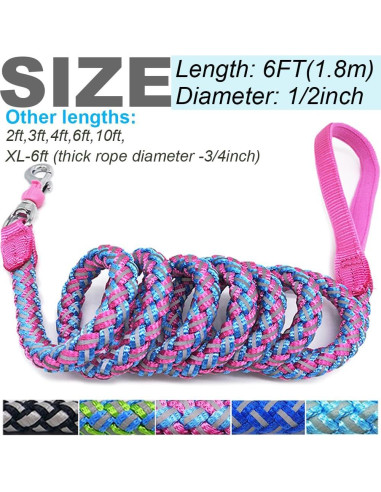 Correa Reflectante para Perros Mycicy 1.83m Rosa Nylon