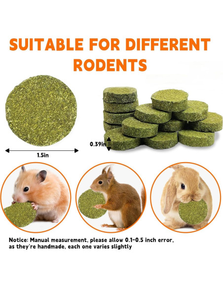 Juguetes de Masticar para Conejos Hamiledyi - 15 Piezas de Heno Timothy