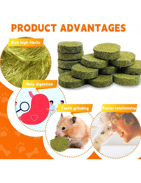 Juguetes de Masticar para Conejos Hamiledyi - 15 Piezas de Heno Timothy