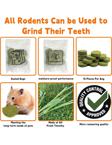 Juguetes de Masticar para Conejos Hamiledyi - 15 Piezas de Heno Timothy