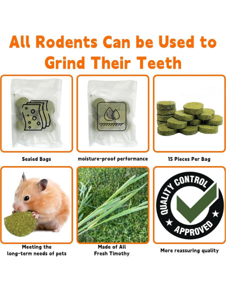 Juguetes de Masticar para Conejos Hamiledyi - 15 Piezas de Heno Timothy