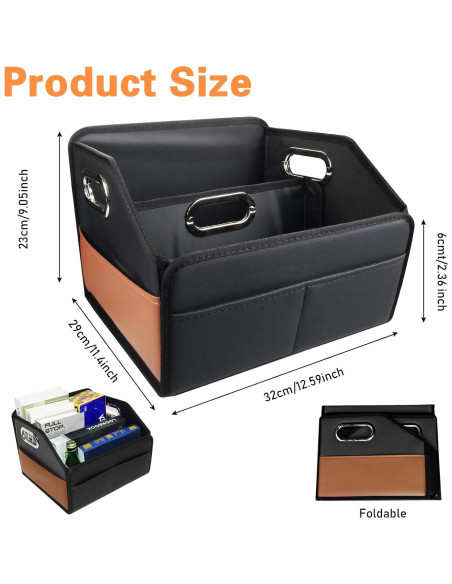 Organizador de Coche Noaman Negro - Almacenamiento Plegable 22L