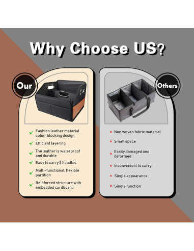 Organizador de Coche Noaman Negro - Almacenamiento Plegable 22L