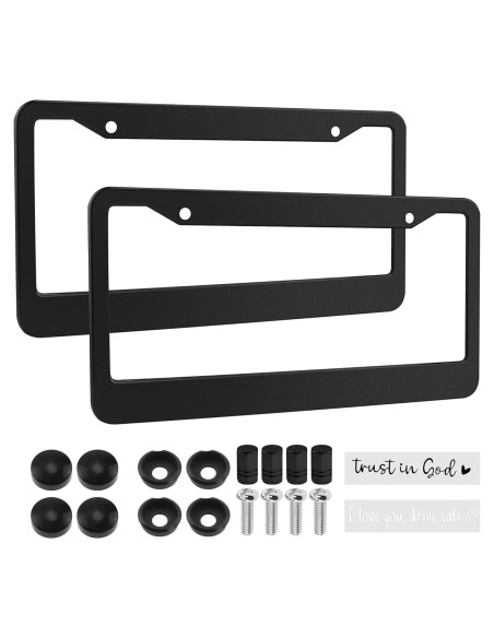 2 Marcos de Placa de Licencia ShineJack Negro Acero Inoxidable