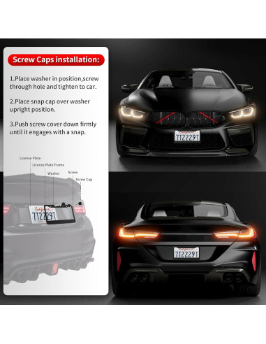 2 Marcos de Placa de Licencia ShineJack Negro Acero Inoxidable