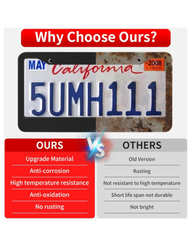 2 Marcos de Placa de Licencia ShineJack Negro Acero Inoxidable