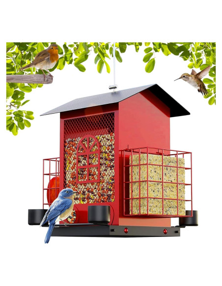Comedero para Aves Colgante Genérico 2.27kg Metal Rojo Comedero para Aves Colgante Genérico 2.27kg Metal Rojo