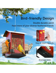 Comedero para Aves Colgante Genérico 2.27kg Metal Rojo 2