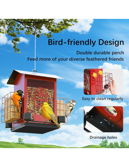 Comedero para Aves Colgante Genérico 2.27kg Metal Rojo Comedero para Aves Colgante Genérico 2.27kg Metal Rojo