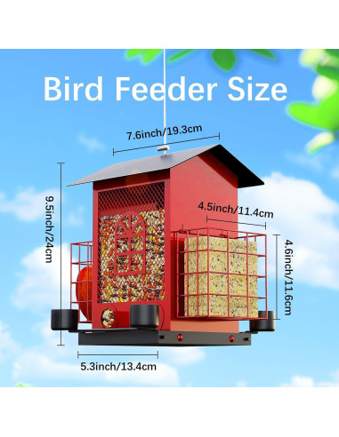 Comedero para Aves Colgante Genérico 2.27kg Metal Rojo