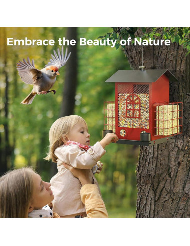 Comedero para Aves Colgante Genérico 2.27kg Metal Rojo