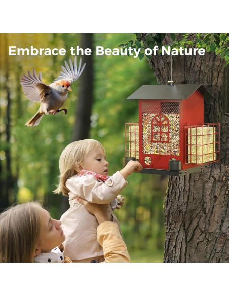 Comedero para Aves Colgante Genérico 2.27kg Metal Rojo Comedero para Aves Colgante Genérico 2.27kg Metal Rojo