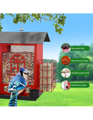 Comedero para Aves Colgante Genérico 2.27kg Metal Rojo