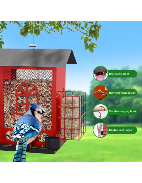 Comedero para Aves Colgante Genérico 2.27kg Metal Rojo Comedero para Aves Colgante Genérico 2.27kg Metal Rojo