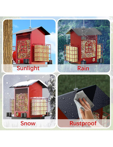 Comedero para Aves Colgante Genérico 2.27kg Metal Rojo