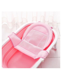 Soporte de Baño Ajustable para Bebés Rosa - Malla Antideslizante