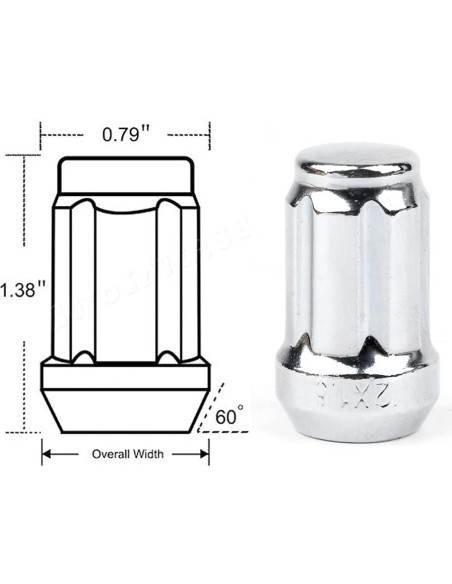 Tuercas de Rueda Cromadas DCVAUTO M12x1.25 20 Pcs 35mm