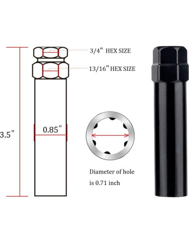 Tuercas de Rueda Cromadas DCVAUTO M12x1.25 20 Pcs 35mm