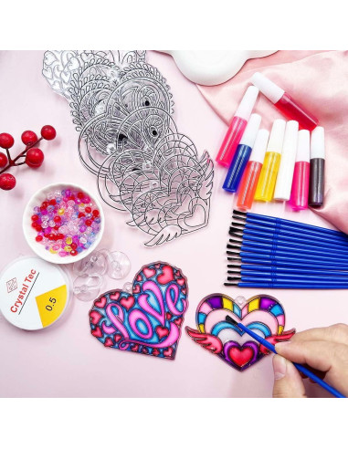 Kit de Manualidades Suncatcher Corazones AUEKIV 30 Piezas