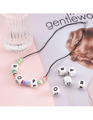 Perlas de Silicona Letras Blancas Crafans 100Pcs 12mm