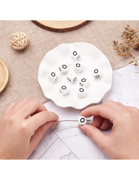 Perlas de Silicona Letras Blancas Crafans 100Pcs 12mm