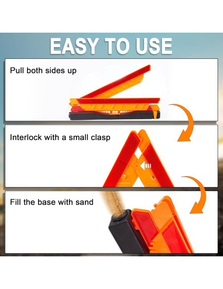 Triángulos de Advertencia CARTMAN 3PK Reflectores Emergencia