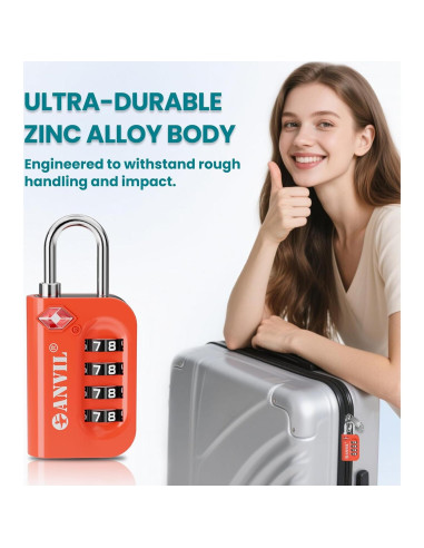 Candado de Combinación TSA ANVIL 4 Dígitos para Equipaje