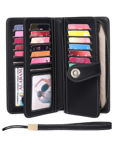 Cartera FALAN MULE Mujer Cuero Genuino RFID Bifold 19.5x10.5cm 2
