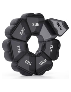 Organizador de Pastillas Semanal KAPENS Negro 7 Compartimentos