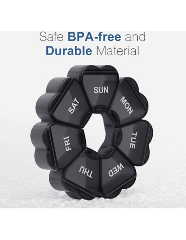 Organizador de Pastillas Semanal KAPENS Negro 7 Compartimentos