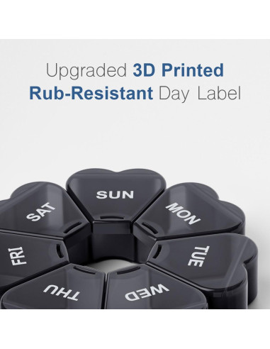 Organizador de Pastillas Semanal KAPENS Negro 7 Compartimentos