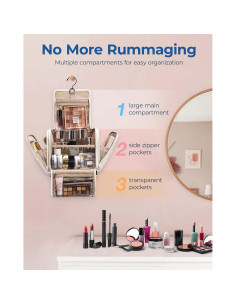 Bolsa de Aseo y Maquillaje BAGSMART Beige Grande Resistente al Agua 2