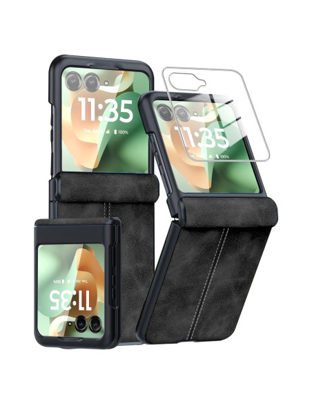 Funda Slim PU Retro para Motorola Moto Razr Ultra 2025 Negro Funda Slim PU Retro para Motorola Moto Razr Ultra 2025 Negro