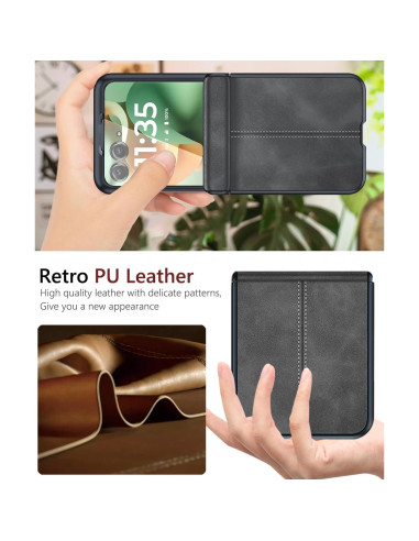 Funda Slim PU Retro para Motorola Moto Razr Ultra 2025 Negro