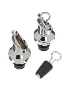 Juego de 2 Vertedores y Tapones de Vino Prodyne - Metal Cromado