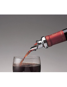 Juego de 2 Vertedores y Tapones de Vino Prodyne - Metal Cromado 2