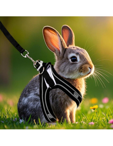 Juego de Arnés y Correa para Conejos PETKNOWS Azul y Negro