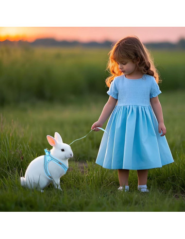 Juego de Arnés y Correa para Conejos PETKNOWS Azul y Negro