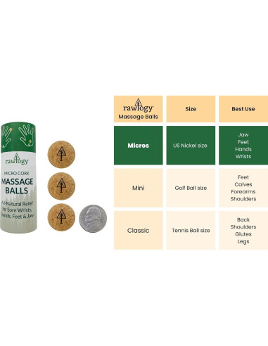 Bola de Masaje de Corcho Rawlogy - Extra Pequeña 2 cm (Paquete de 3)
