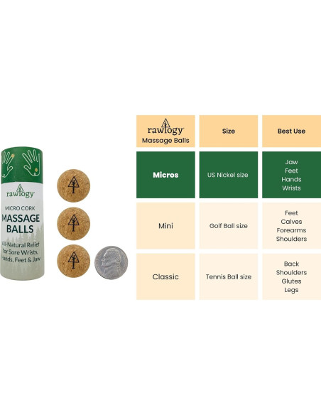 Bola de Masaje de Corcho Rawlogy - Extra Pequeña 2 cm (Paquete de 3)