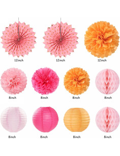 Kit de Decoración de Cumpleaños Otoño Rosa Fucsia 21 Piezas 2