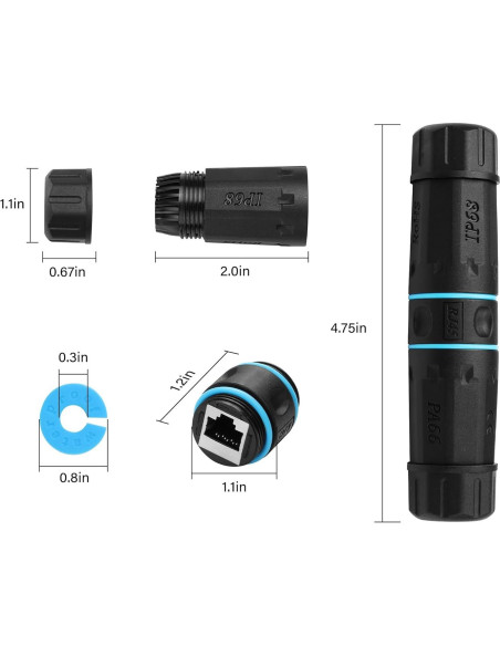 Acoplador RJ45 Impermeable IP68 SinLoon 2 Unidades Cat6
