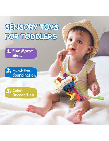 Juguete Montessori Hooku Pulpo Azul para Bebés 1 Año