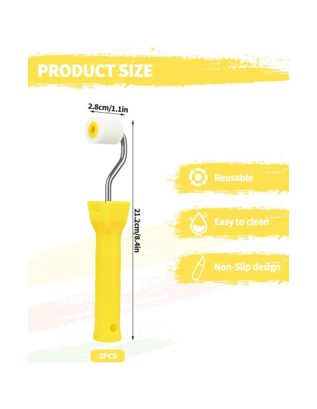 2 Mini Rodillos de Pintura de Espuma 1" Abvsdu - Herramienta Profesional