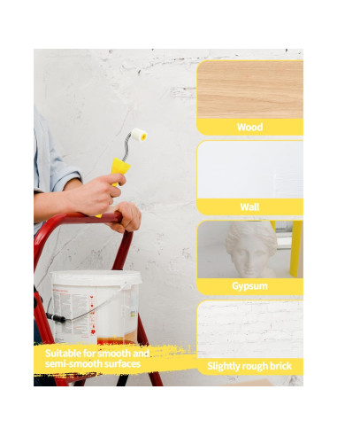 2 Mini Rodillos de Pintura de Espuma 1" Abvsdu - Herramienta Profesional