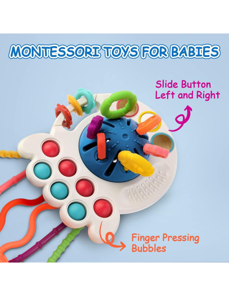 Juguete Montessori Hooku Pulpo Azul para Bebés 1 Año Juguete Montessori Hooku Pulpo Azul para Bebés 1 Año